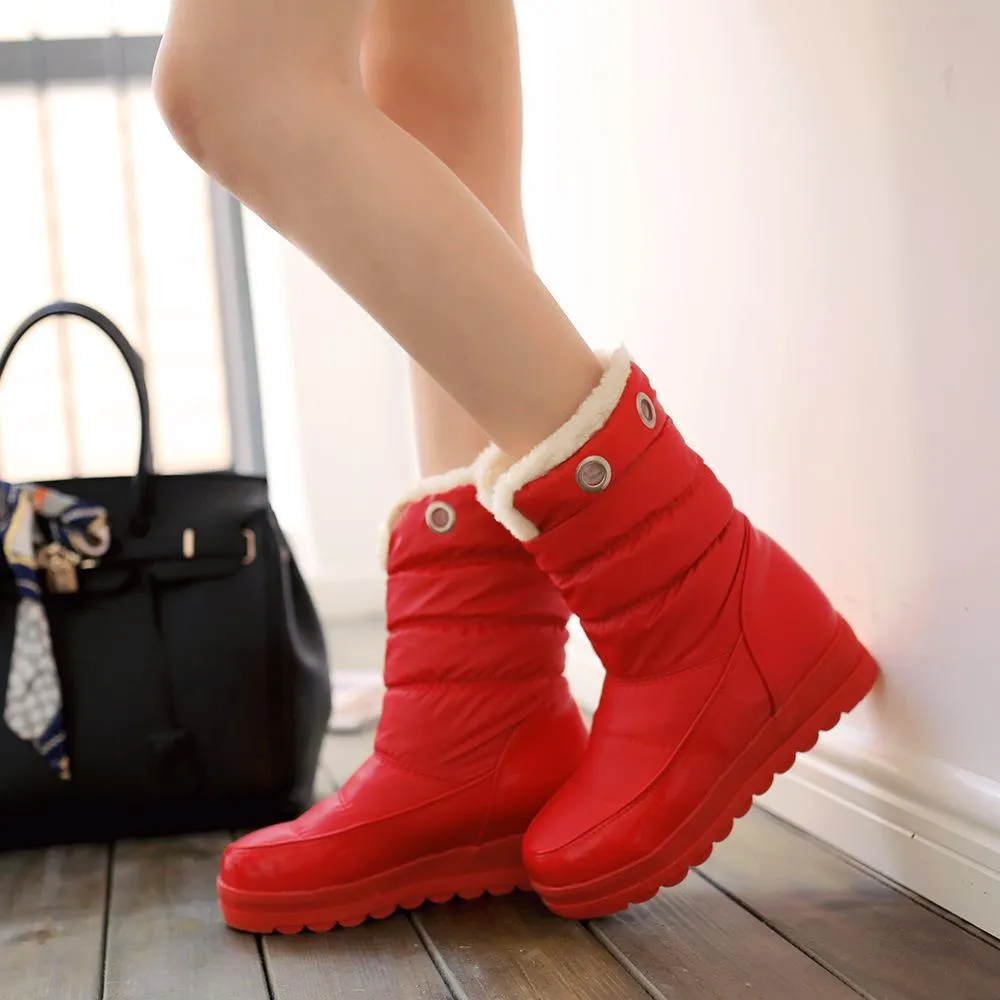 Flat Round Toe Snow Calf Boots