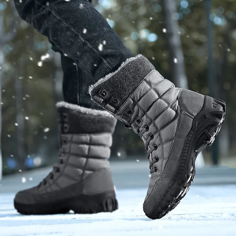 Men's oversized fashionable snow boots, winter warmth, plush cotton shoes, thickened men's boots, waterproof casual cotton boots