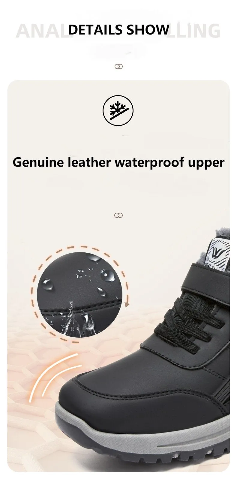 Women's Thickened Wool Winter Thickened Genuine Leather Snow Boots