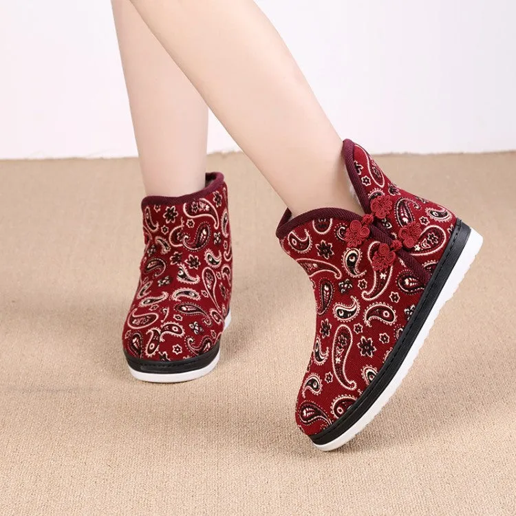 Women's Winter Floral Printed Short Snow Boots