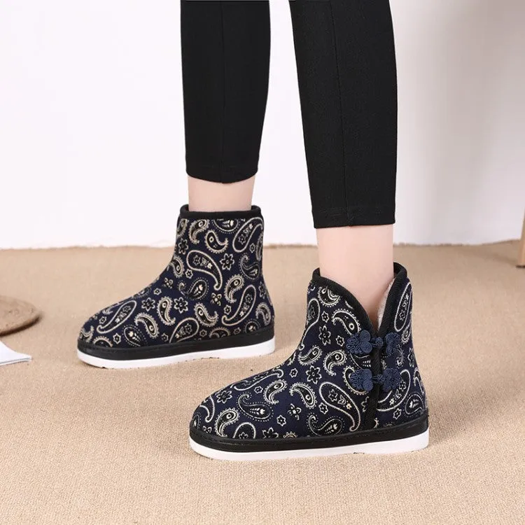 Women's Winter Floral Printed Short Snow Boots